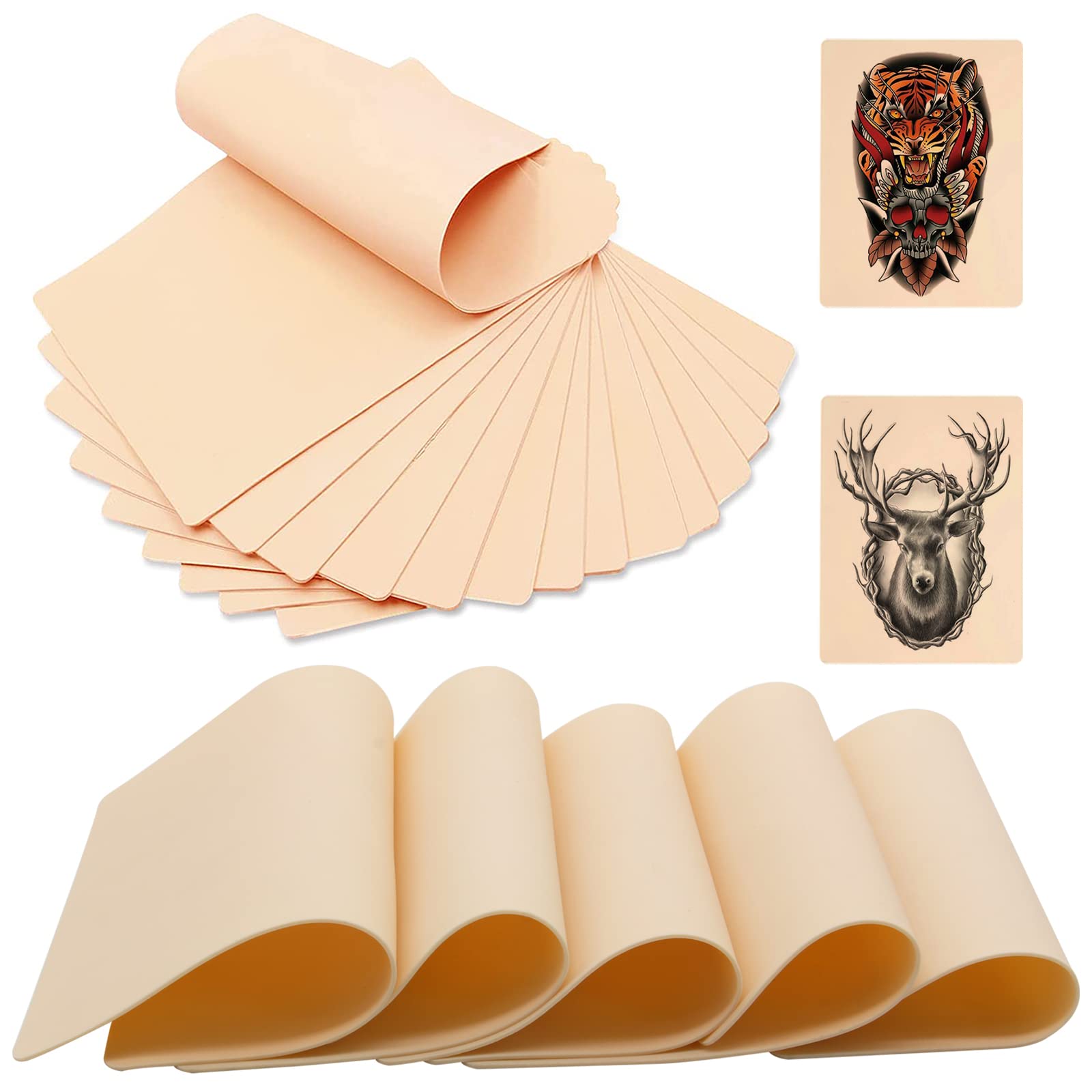 TONBAO 20Pcs Tattoo Practice Skins Double Sides 19 * 14cm Fake Skin Blank for Tattoo Supplies Beginners and Experienced Artists