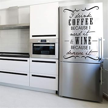 pegatina de pared Pegatina bebo café vino cocina nevera: Amazon.es ...