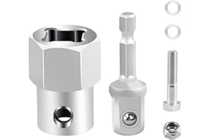 Stainless Steel Top Wind Trailer Jack Crank Handle Cordless Drill Adapter with 1/2 Inch Socket Adapter Bit, Compatible with M