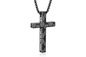 Gnamy Soccer Cross Necklace for Boys Men, Cross with Bible Verse Stainless Steel Pendant Chain Christmas Birthday Game Day Christian Religious Jewelry Gifts for Son Kids Teenage Teen Stuff