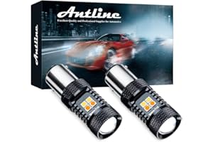Antline Extremely Bright 1157 2057 2357 7528 2057A 2357A 1157A BAY15D P21/5W Switchback LED Bulbs White/Yellow 3030 Chipsets with Projector for Turn Signal Lights (Pack of 2)