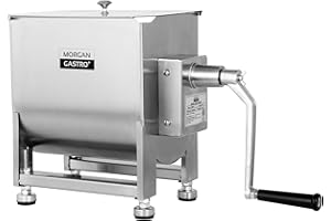 EASYROSE Commercial Manual Meat Mixer with Gear Box, 18-lb/10L Stainless Steel Sausage & Burger Mixer, High-Torque Hand Crank for Ground Meat & Seasoning