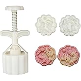 Mooncake Mold 4 PCS, Hand Press 50g Cookie Stamps,Moon cake Mold Thickness Adjustable,Cute Patterns DIY Moon cake Mold,Mid Autumn Festival DIY (M)