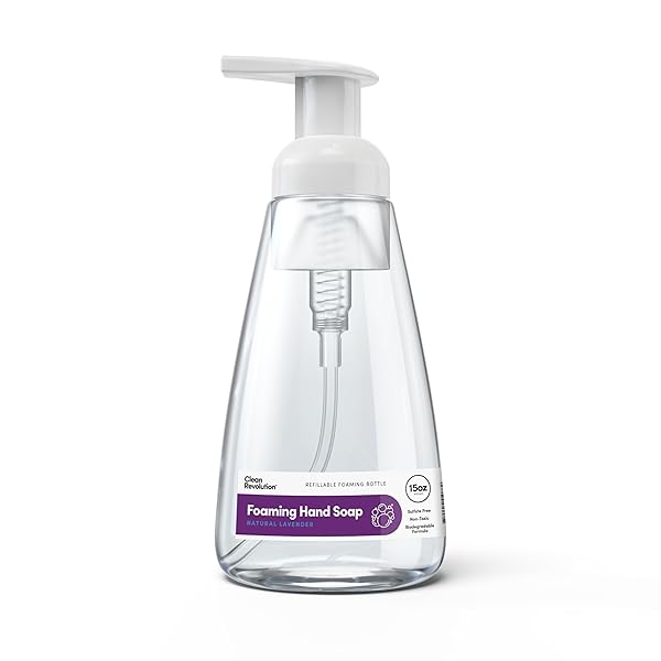CLEAN REVOLUTION FOAMING HAND SOAP | GENTLE, MOISTURIZING | READY TO USE | REAL ESSENTIAL OILS | NATURAL LAVENDER | 15.25 FL OZ – MADE IN USA