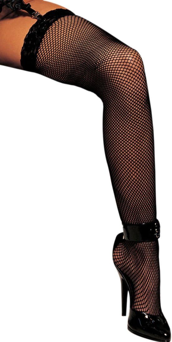 Fishnet Lace Top Thigh High Garter Stockings