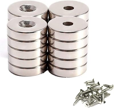 JUNAN Neodymium Disc Magnets 10x3mm Countersunk Hole, Rare Earth, 20 Pack w/