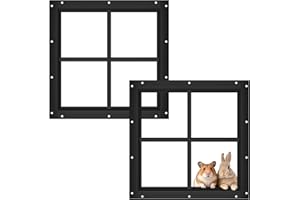 ASSTINOUS Black Shed Transom Windows 18''x18'' Flush Mount Tempered Glass Fixed Windows, Small House Windows for Chicken Coop, Playhouse, Garage, Barn, Outdoor Building Replacement Windows-2 Pack