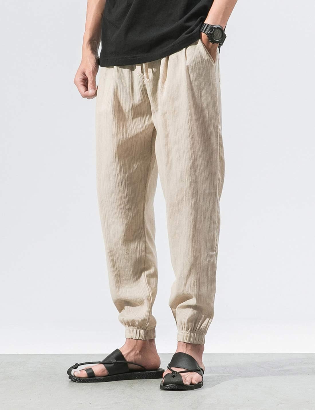 Lentta Mens Loose Elastic Waist Solid 