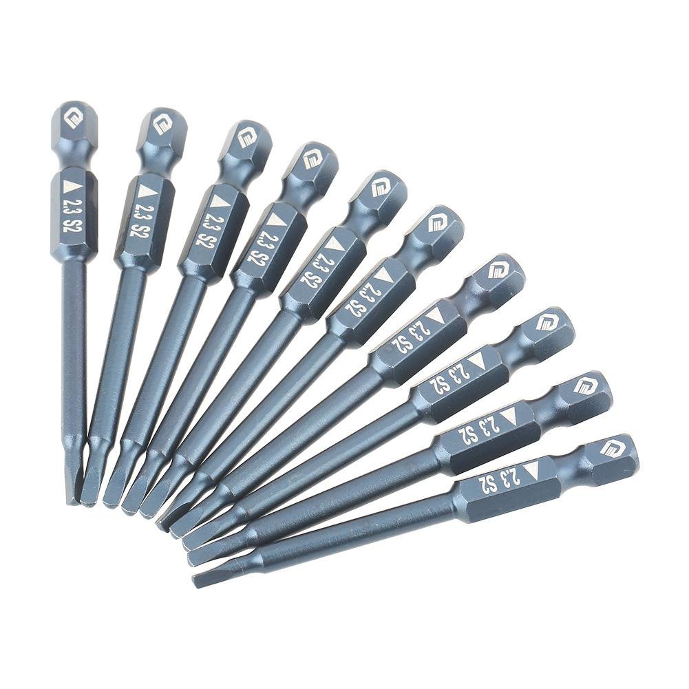 Set of 10 Triangle Screwdriver Bits - 1/4-Inch Shank Alloy Steel Triangular Screw Bits with Magnetic Heads, 65mm (2.56 Inch) Long