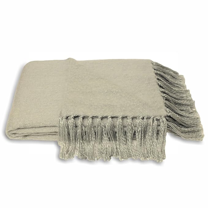 Riva Paoletti Chiltern Blanket Throw Light Grey Super Soft Woven