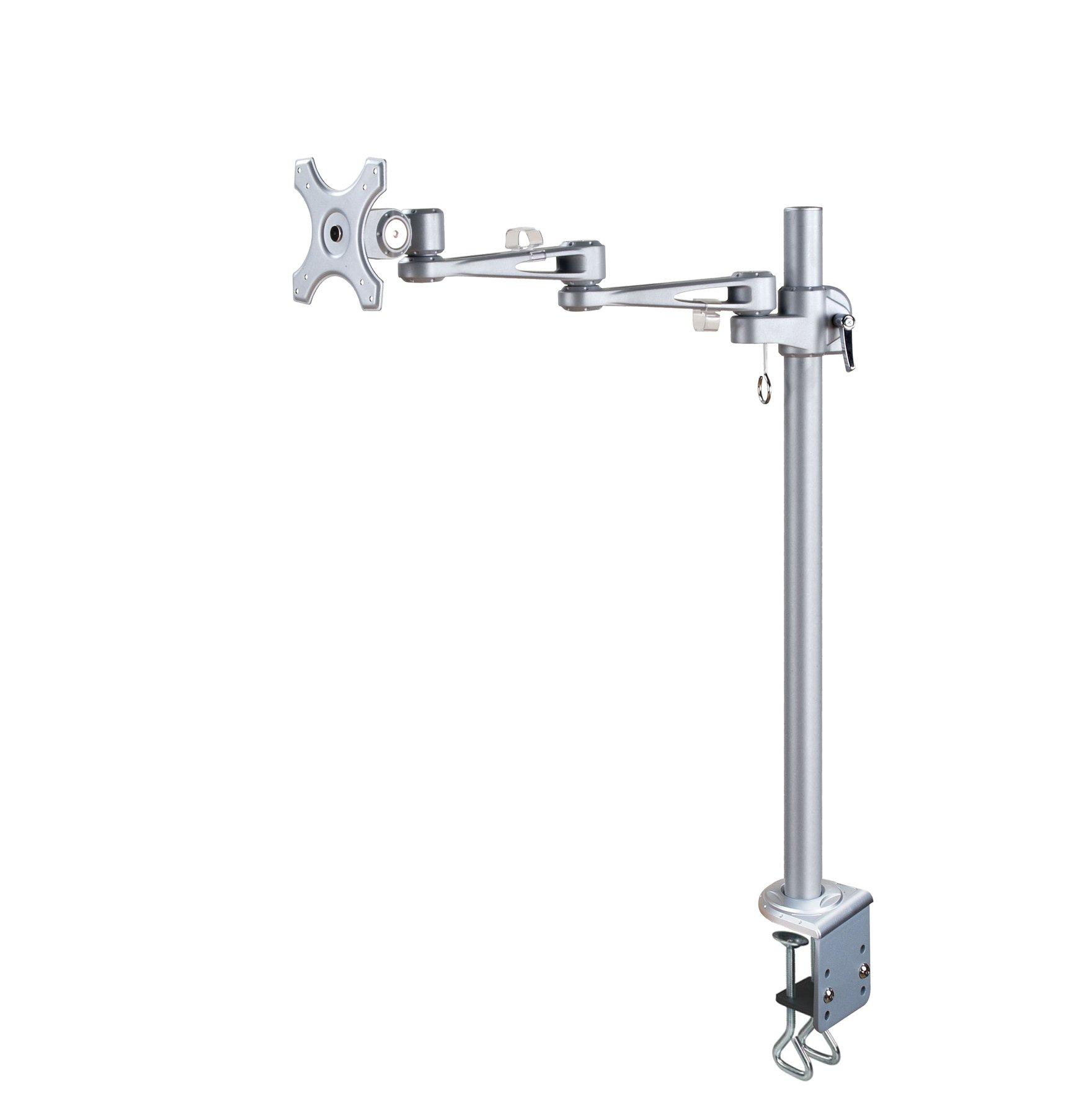 Newstar FPMA-D935POLE70 Full Motion Desk Mount (clamp) for 10-30" Monitor Screen, Height Adjustable - Silver