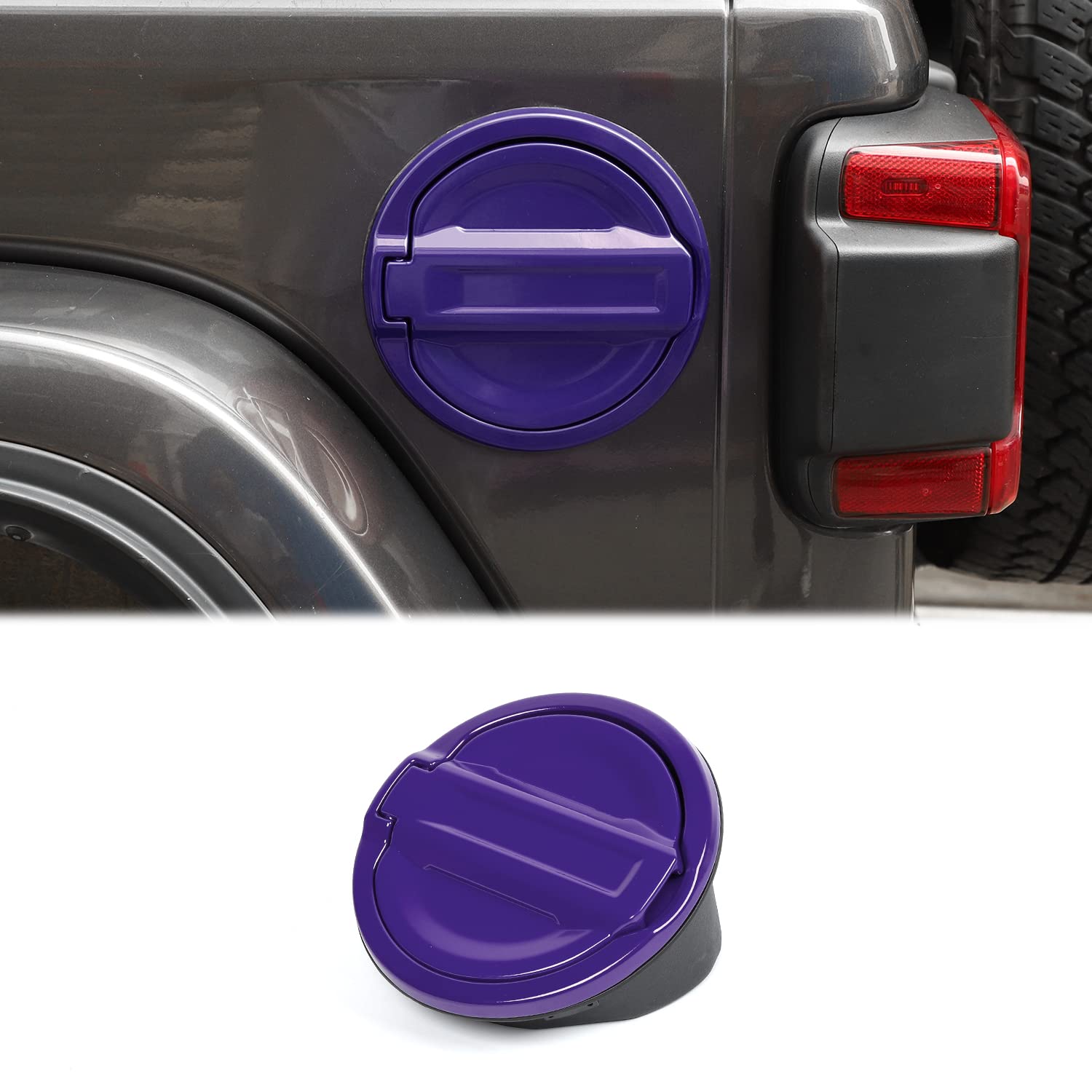 Photo 1 of SQQP for JL Fuel Filler Door Gas Tank Cap Cover Fit for 2018-2025 Jeep Wrangler JL & Unlimited Sport Rubicon Sahara 2/4 Door, Aluminum Fuel Door Exterior Accessories(Purple)