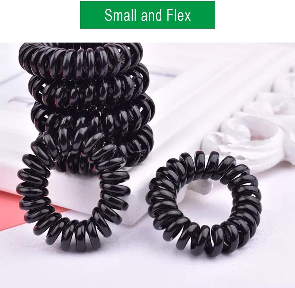 SACALA 50Pcs Spiral Hair Ties,Colorful Phone Cord Hair Ties, Coil Hair Ties Ponytail Holder For 10 colors - Image 3