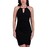 Siena Womens Sleeveless Keyhole Halter Neck Mini Dress