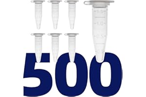 Microcentrifuge Tubes 1.5ml, AyinLab Polypropylene Plastic Tubes 500pcs, Lab Centrifuge Test Tubes with Leak-Proof Snap Caps and Clear Graduated Scale, Non-pyrogenic and DNase/RNase Free