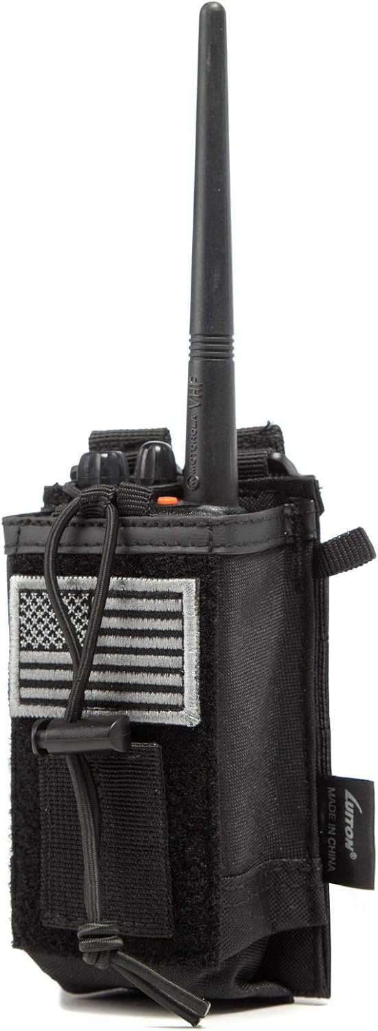 Tactical Radio Holder Radio Case Molle Radio Holster Military Heavy Duty Radios Pouch Bag for Two Ways Walkie Talkies Adjustable Storage with 1 Pack Patch