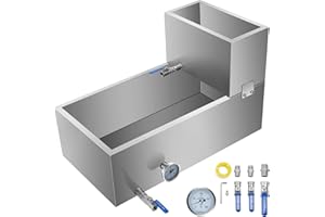 VBENLEM Maple Syrup Evaporator Pan 30x16x19 Inch Stainless Steel Maple Syrup Boiling Pan with Valve and Thermometer and Feed Pan for Boiling Maple Syrup