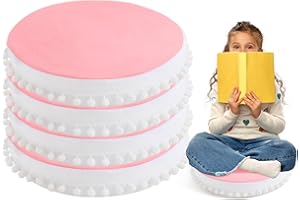 Kishome Round Floor Pillow for Kids, Circle Floor Pillows Set of 4 Big Floor Pillows for Children Classroom 15 Inch, Large Cute Seat Cushion Reading Nook Preschool Playroom Nursery Canopy
