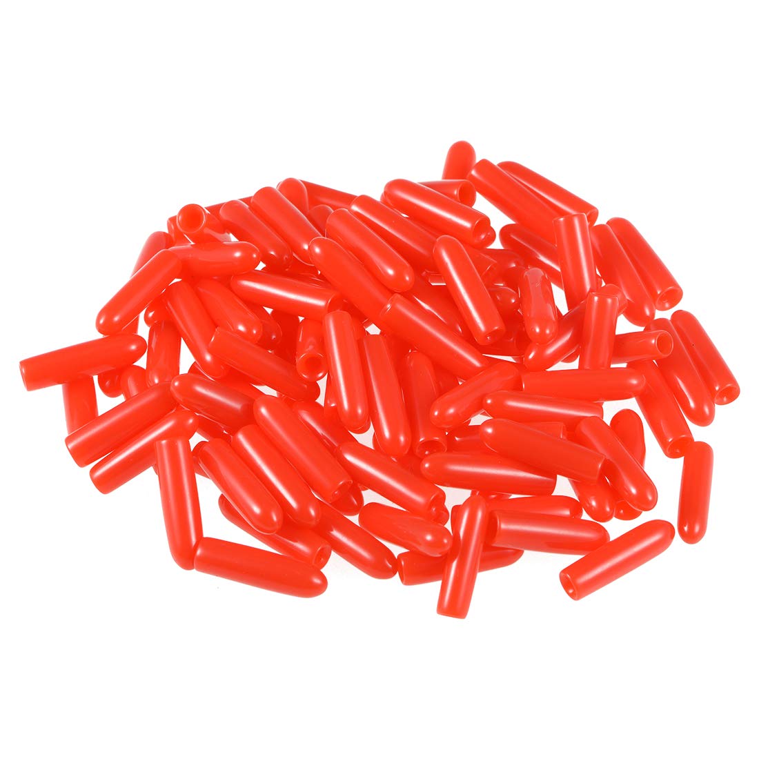 sourcing map 100pcs Rubber End Caps 2mm ID Vinyl Round Tube Bolt Cap Cover Thread Protectors Red