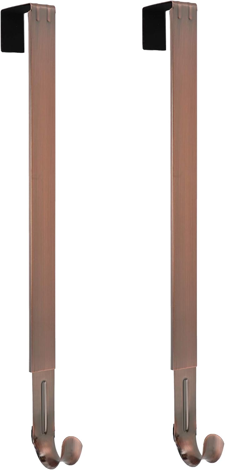 Wreath Hangers - Haute Decor Adjustable Length Over The Door Wreath Hook and Hangers - 2PACK- Oil Rubbed Bronze - Strong Holds up to 20 lbs. - 2 Identical Wreath Hangers Included