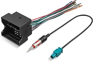 RED WOLF Radio Wiring Harness w/Fakra Antenna Adapter Fit for Volkswagen 2004-2015, BMW 3/5, Audi 2002-2010 Install Aftermark