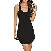 Vrtige Women's Tank Nightgown Sleeveless Racerback Nightdress Scoop Neck Full Slip Chemise Sleepwear Black Small