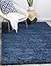 Unique Loom Solo Solid Shag Collection Modern Plush Navy Blue Rectangle (3' x 5')