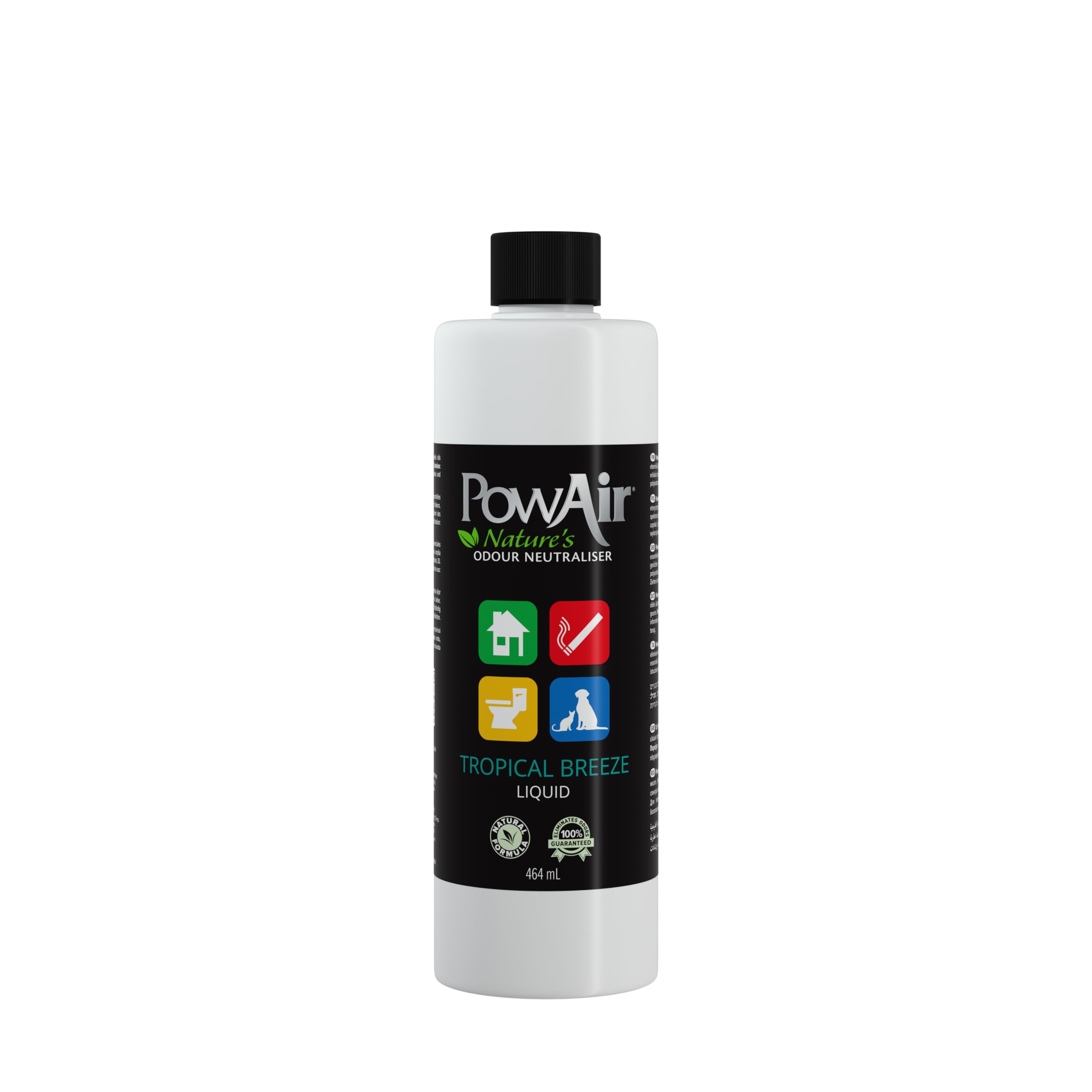 PowAir Liquid Natural Odour Neutraliser - Tropical Breeze Fragrance - Versatile Odour Control for Home, Car, Pets - Ideal for Cleaning Solutions, Sprayers, Diffusers (464ml)