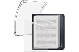 HUADU eBook Reader Screen Protector Compatible for Kobo Libra Colour 7 Inches/Kobo Libra 2, PET Screen Protective Film Anti Scratch High Definition and Soft Clear TPU Protective Case