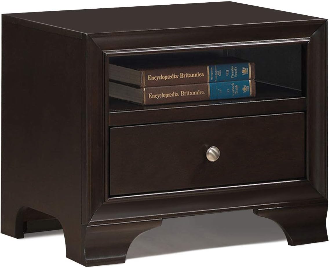 Amazon Com Giantex Wooden Nightstand W One Drawer And One Shelf And Usb Port Charging Home Furniture For Bedroom Side End Table Brown Kitchen Dining