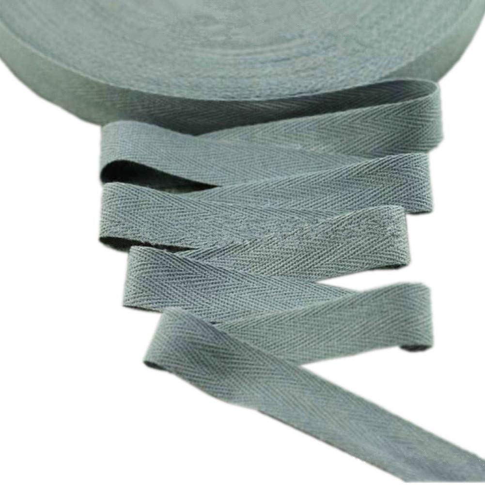45meters Cotton Ribbon Herringbone Webbing Trim Fabric Tape Tapestry for Bias Binding Gift Wrapping Embellishment Craft Width 20mm (Deep Grey)