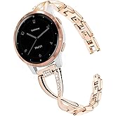 ViCRiOR Watch Bands Compatible with Garmin Venu 3S/Venu 4 41mm/ Venu 2S / Vivoactive 4S / Vivomove 3S, 18mm Bling Diamond Stainless Steel Strap Jewelry Wristband for Women Rose Gold