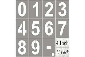 REOLAN 4 Inch Large Number Stencils for Painting - 11 Pack Number Stencil Templates for Curb Address, Cakes, Cookies, Mailboxes and Crafts, Reusable House Numbers Stencils for Wood Signs & Cement Wall Art