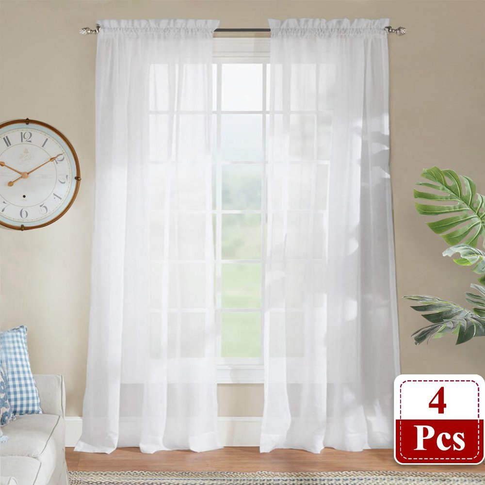 Buy 4 Panels Sheer Drapes For Small Window Ryb Home Rod Pocket