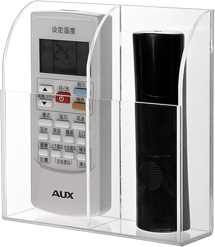 Amazon Com Hipiwe Wall Mount Remote Control Holder Clear Acrylic Media Organizer Storage Box Coffee Table And Nightstand Convenient Remote Control Caddy Two Compartments Home Audio Theater