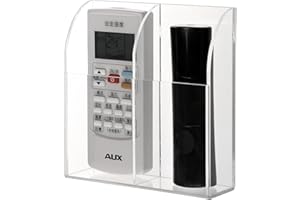 BTSKY Wall Mount Acrylic Remote Control Holder Clear Media Storage Organizer Box for Apples TV/Cable Remote (Two Compartment)