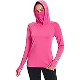 BASSDASH Women’s UPF 50+ Sun Protection Hoodie with Face Mask Neck Gaiter Breathable Long Sleeve Shirt for Hiking Fishing