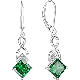 Rocayi Infinity Dangle Drop Earrings 925 Sterling Silver Leverback Earrings Birthstone Jewelry for Women