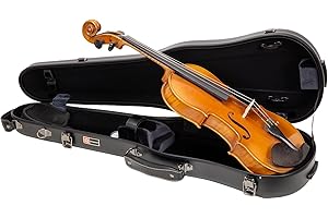 Crossrock Poly Carbon Shaped Violin Case for 4/4 Full-Size | Matte Black Finish, Hygrometer, Accessory Storage, Protective Blanket – Lightweight Hard Shell