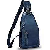LRTO Genuine Leather Silng Bag for Men and Women Fashion Real Leather Sling Backpack Shoulder Crossbody Bag Chest Purse