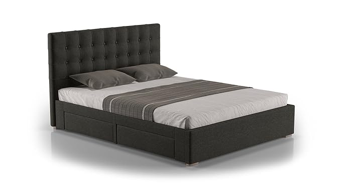 Urban Ladder Linacre King Size Bed with Storage (Charcoal Grey)