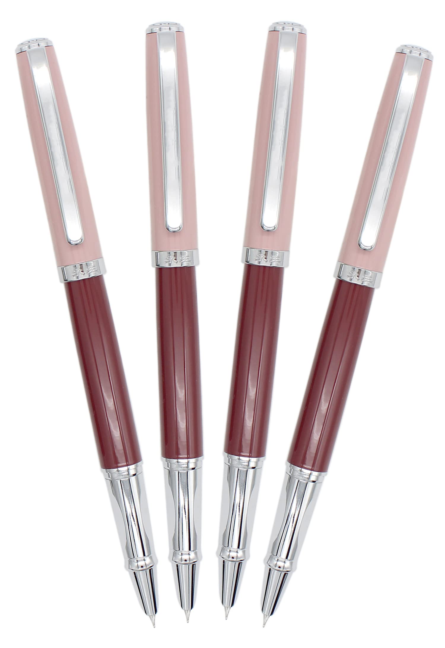 Gullor 4 Pieces Morandi Colorful Metal Fountain Pen, Ink Converter Pen, Fine Nib, Red