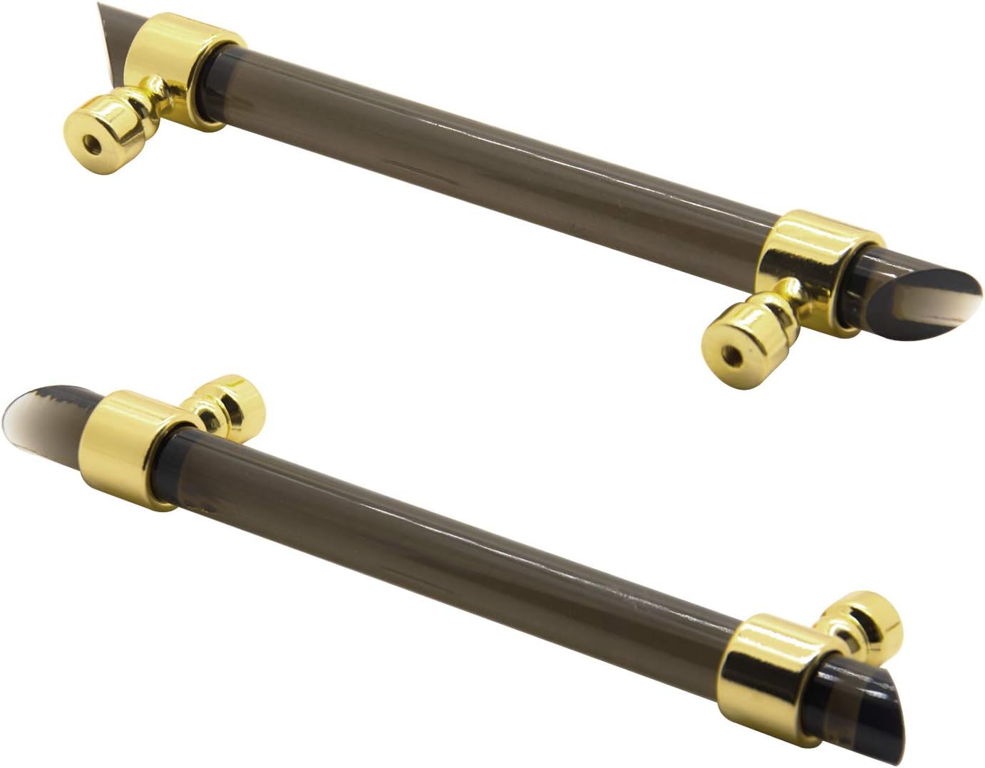 Combination of Life Dark Acrylic Lucite Polished Gold Cabinet Drawer Pull Handles with Hardware 5-1/8 inches Holes Center Set of 2