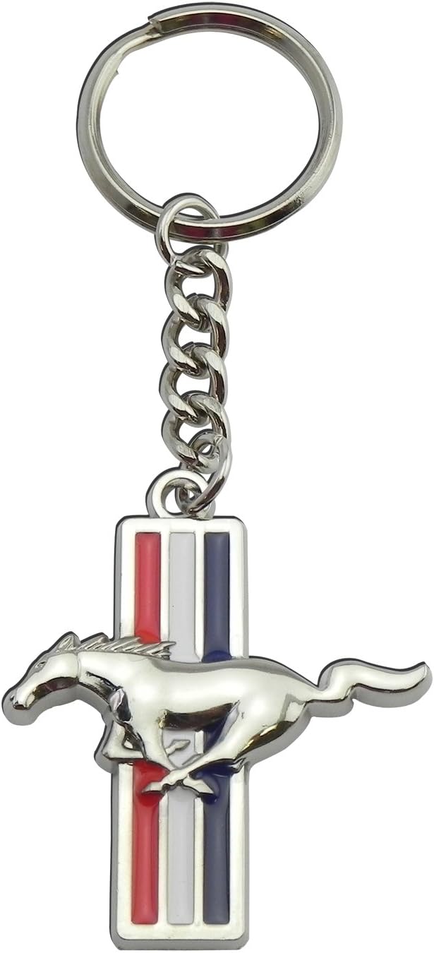 ford keychain amazon on Amazon Com Ford Mustang Tri Bar Metal Key Chain Keychain Keyfob Automotive