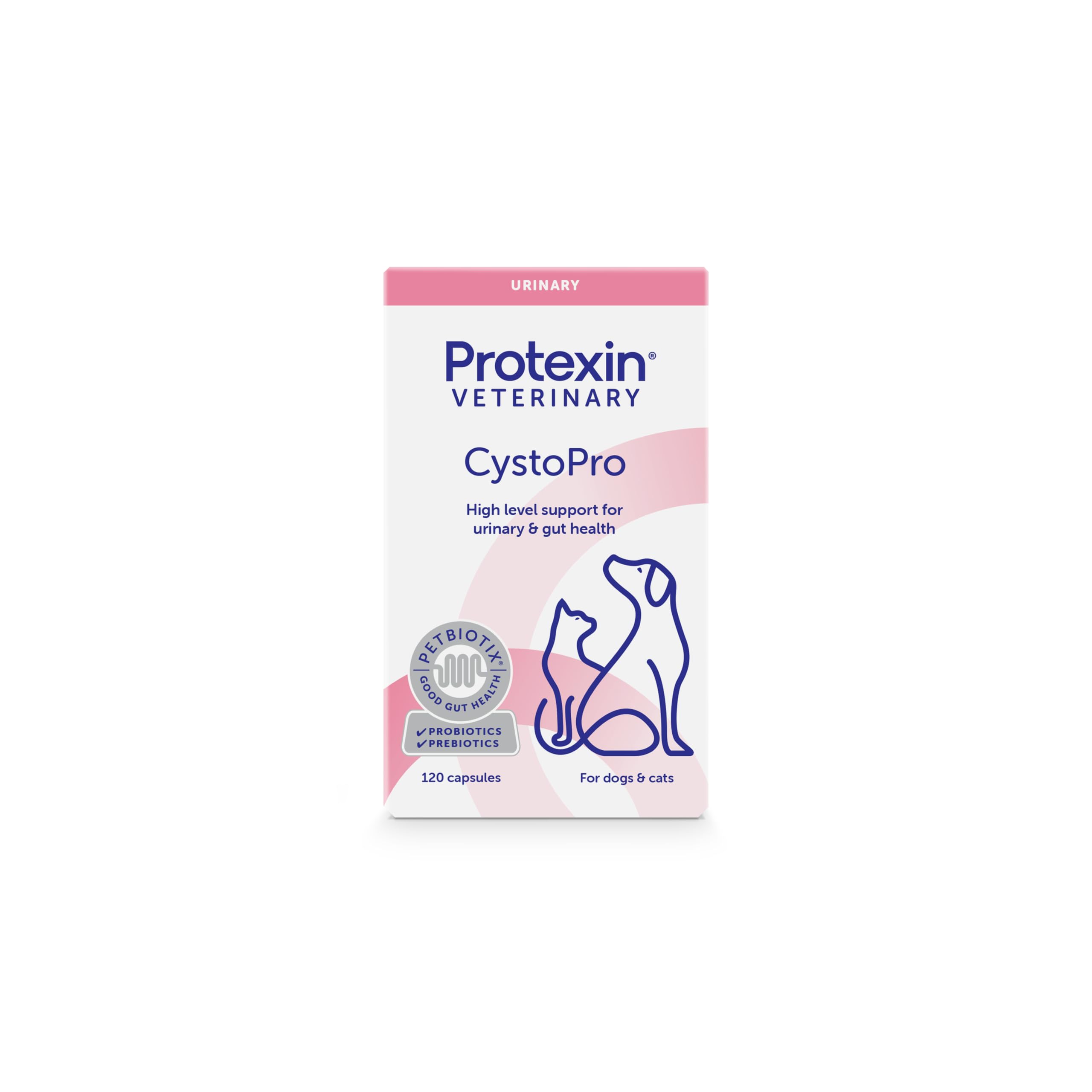 Protexin Veterinary CystoPro for Dogs & Cats – Urinary & Bladder Health Supplement with Probiotics – Meat-Free Chicken Flavour Capsules – 120 Capsules