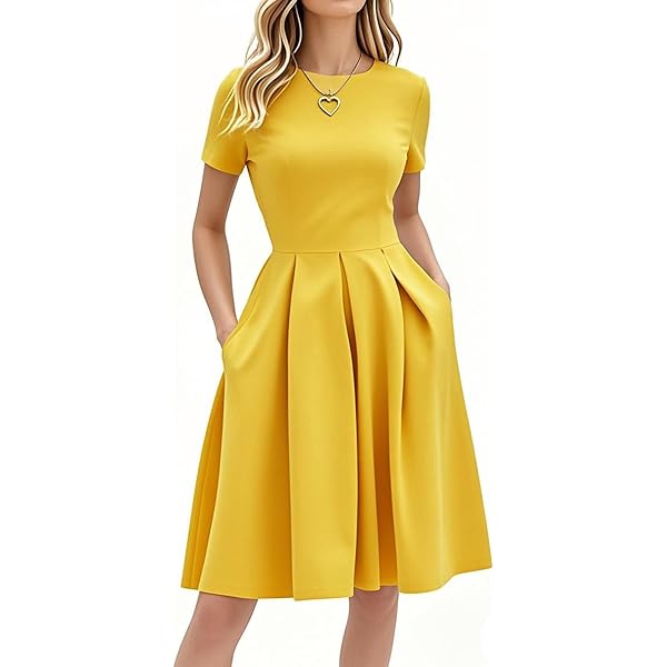 Elenzga Vestido Corto Casual Minimalista Para Mujer De Unicolor, Cuello Mao, Manga Corta Y