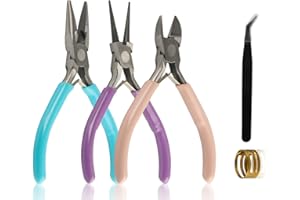 XHJZGCTECH 3-Piece Jewelry Pliers Set - Needle Nose, Round Nose & Wire Cutters for Jewelry Making, Wire Crafting & Repair | Professional DIY Tools for Metalwork, Earrings & Bracelets