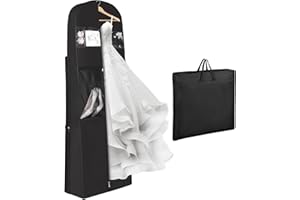 Univivi 72" Wedding Dress Garment Bag Portable Trifold Extra Long Dress Bags with 12'' Gusseted for Gowns Long Travel Wedding