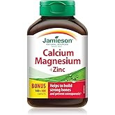 Jamieson Calcium Magnesium and Zinc, High Absorption, Supports Bone Health, Immune Health, and Muscle Function, Helps Prevent