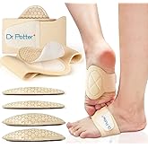 DR. POTTER+ Arch Support Sleeves for Plantar Fasciitis Relief, Adjustable Compression Bands with Removable Arch Support Pads for Fallen Arches, High Arch, Flat Feet, Feet Pain Relief - Beige
